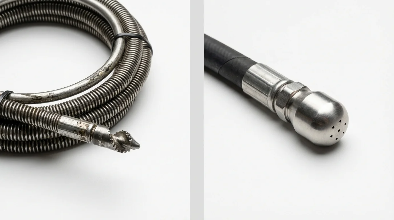 Drain snake cable and hydro jetting nozzle used for drain cleaning in Wapato, WA