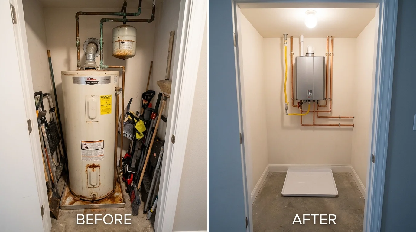 Tank water heater versus wall-mounted tankless unit comparison for Wapato, WA homeowners