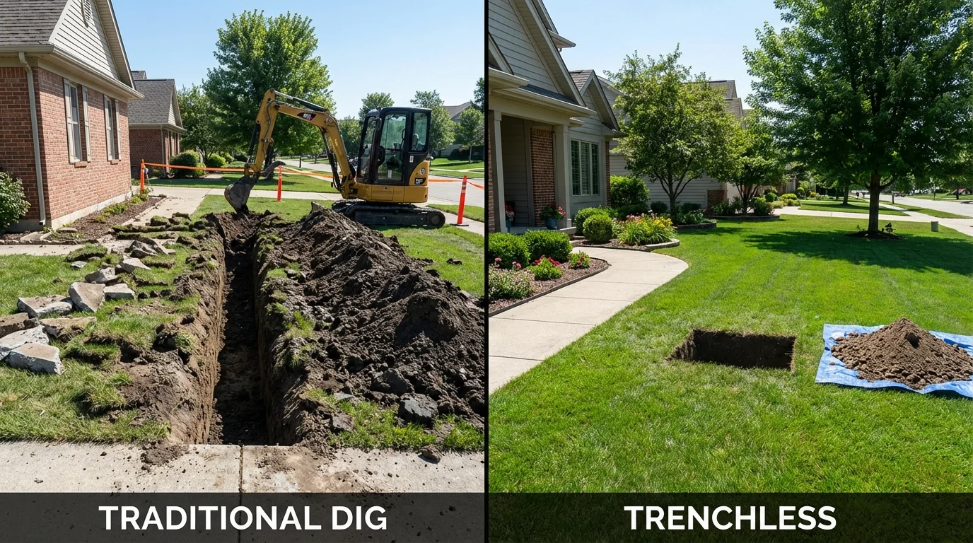 Trenchless sewer repair with minimal yard damage versus traditional excavation in Wapato, WA